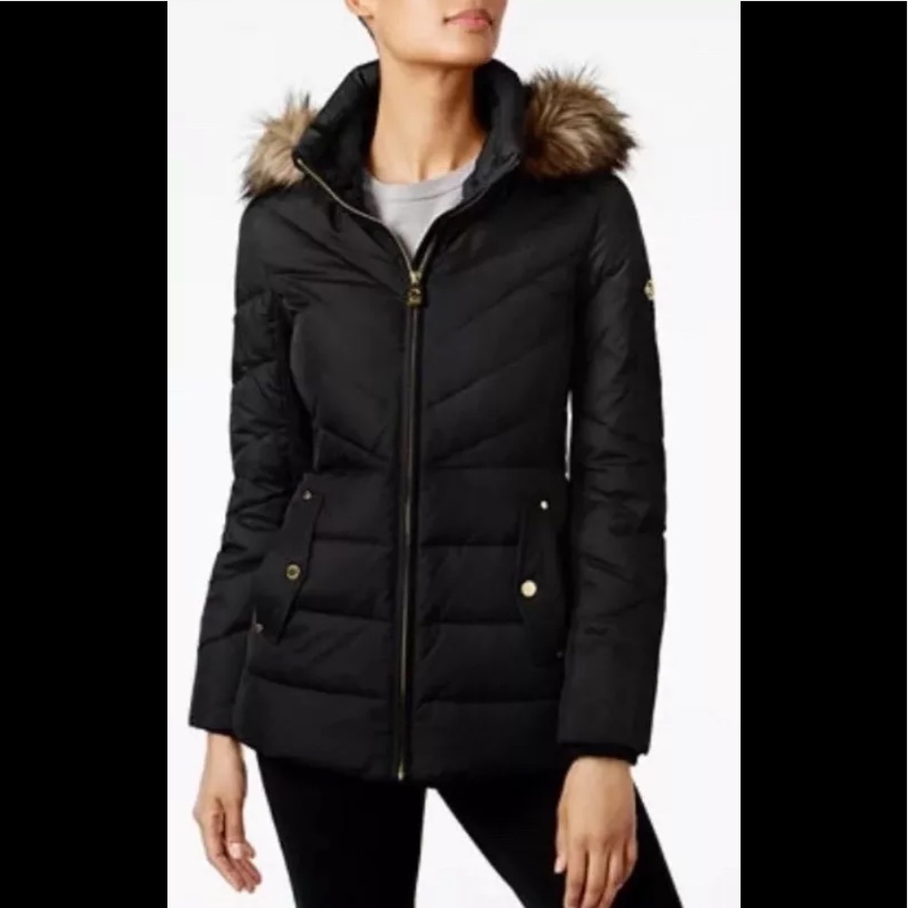 Michael Kors hooded puffer jacket black PM